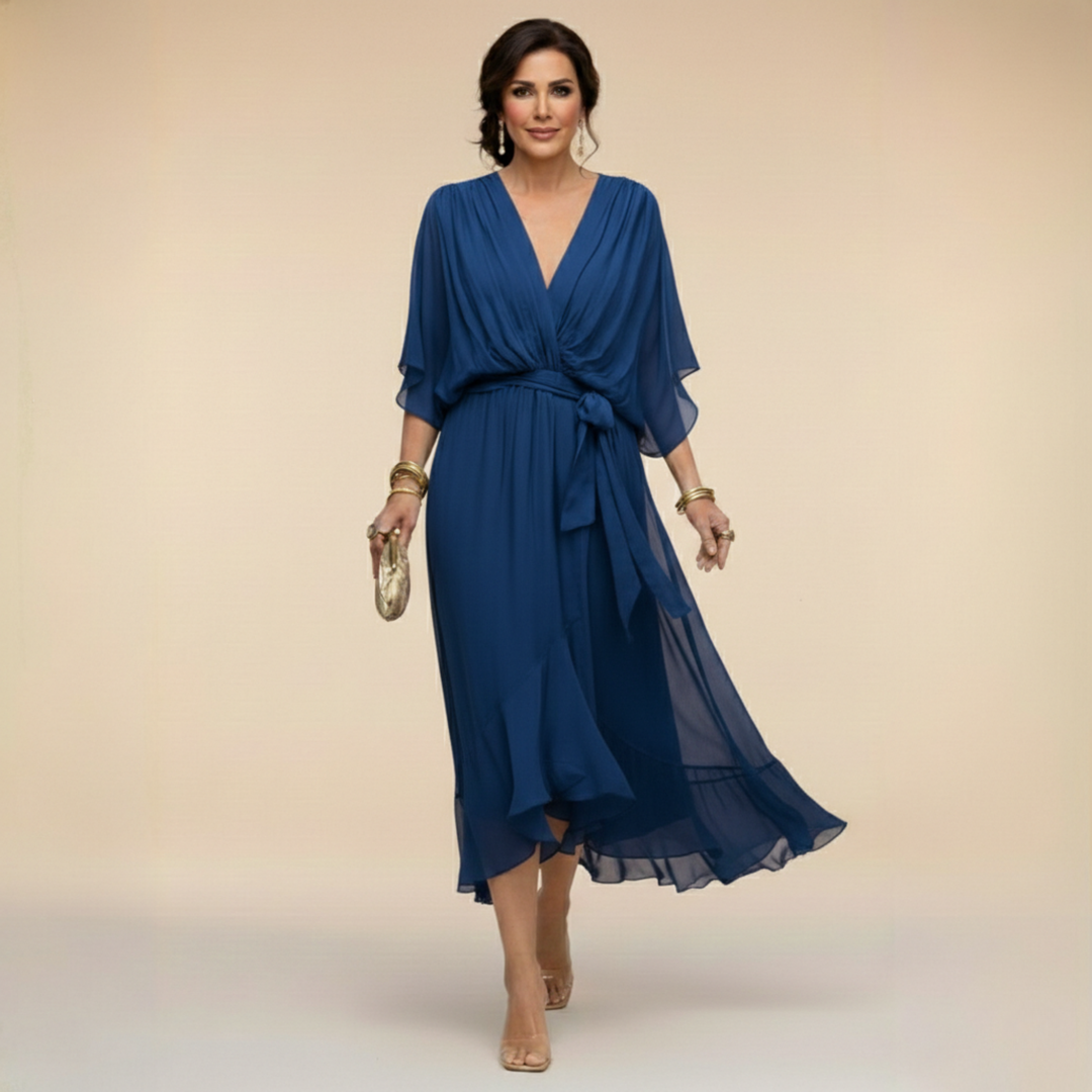 Mariola - Elegancka Sukienka Maxi z Dekoltem w Kształcie V
