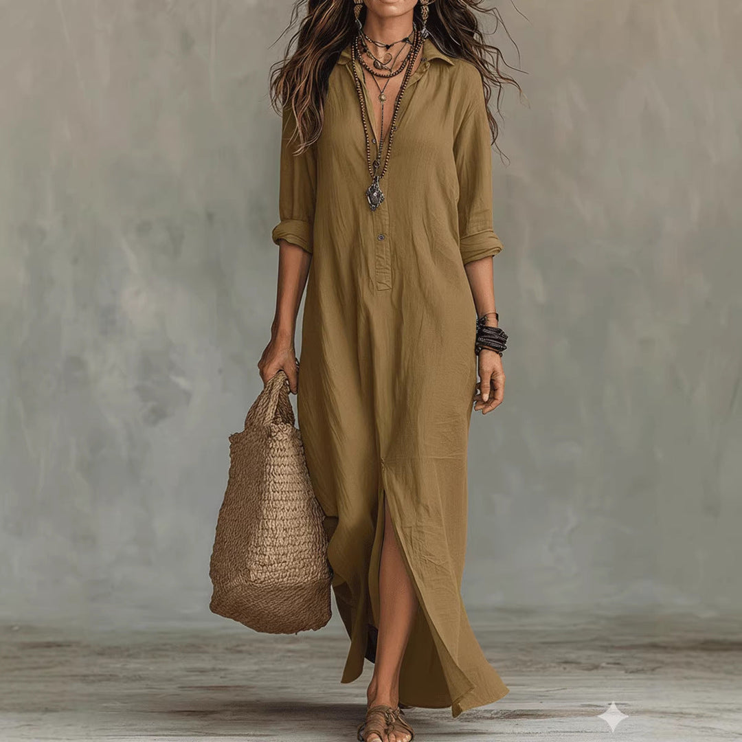 Edyta - Bezwysiłkowa Maxi Sukienka z Flattering Sylwetką, Uniwersalne Codzienne Noszenie