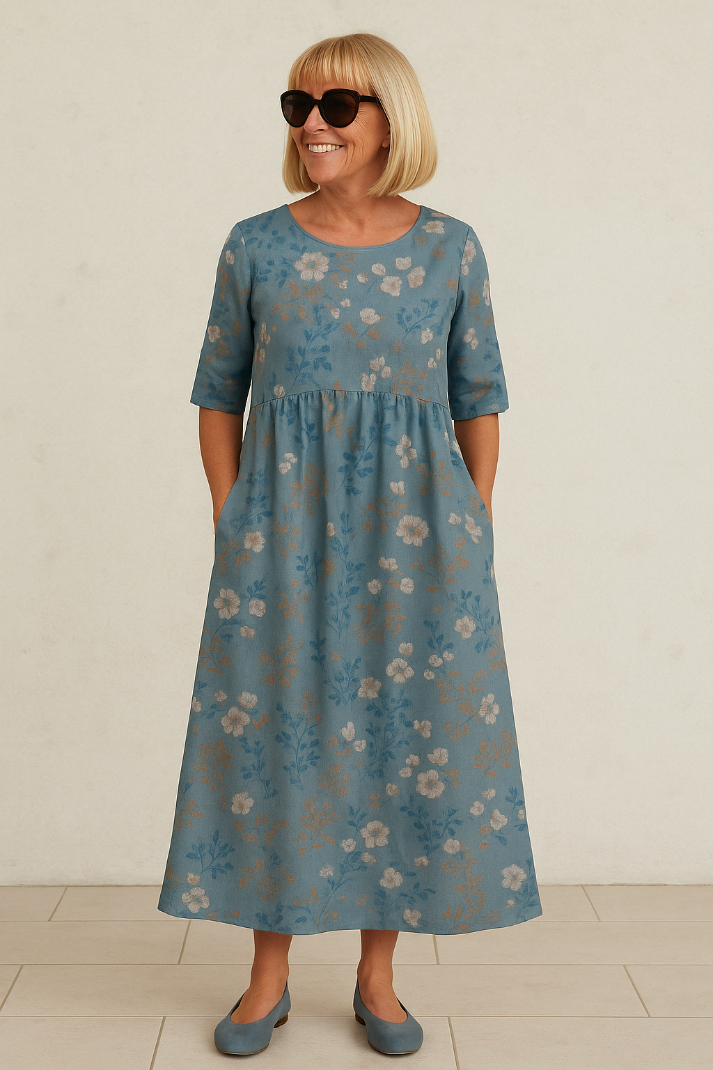 Salomea - Luźna Midi Sukienka - Bezwysiłkowa Elegancja, Codzienny Komfort