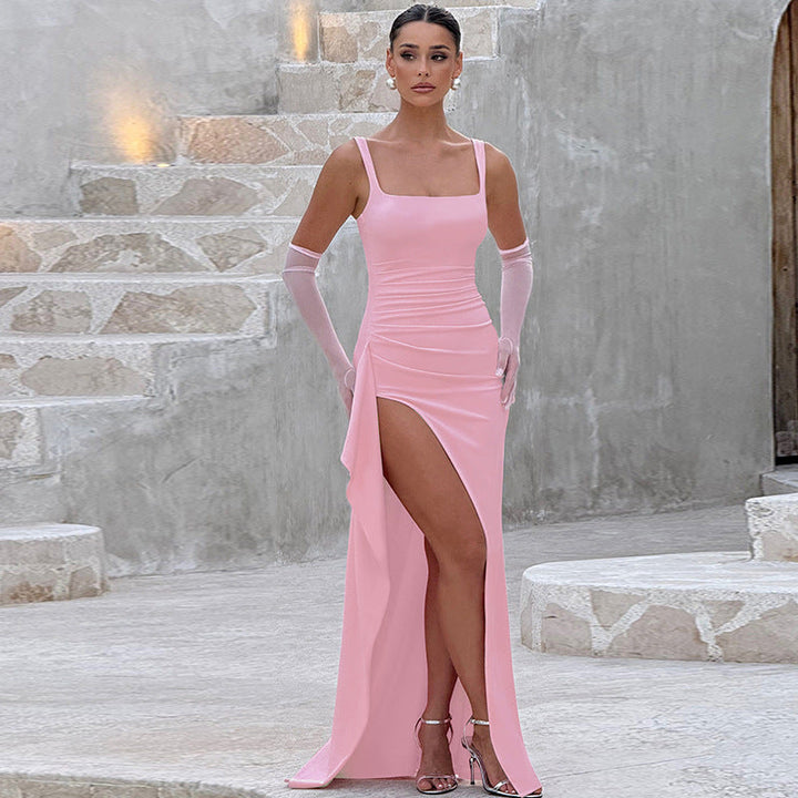 Marzena - Elegancka formalna sukienka maxi z odkrytymi plecami