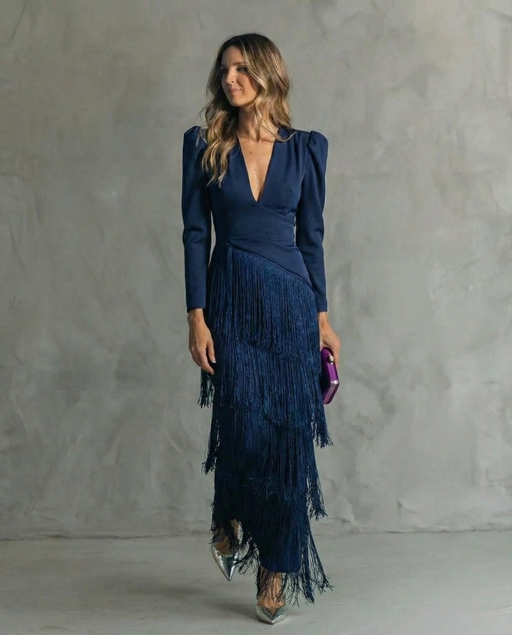 Chiara – Elegancka Sukienka z Frędzlami